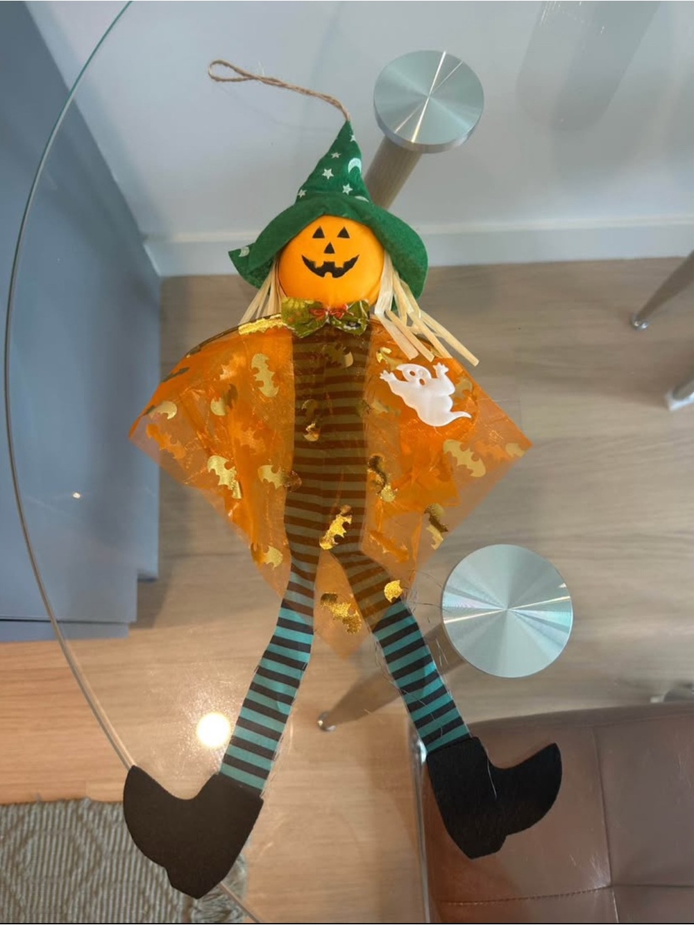 Festive pumpkin witch hanging halloween decoration